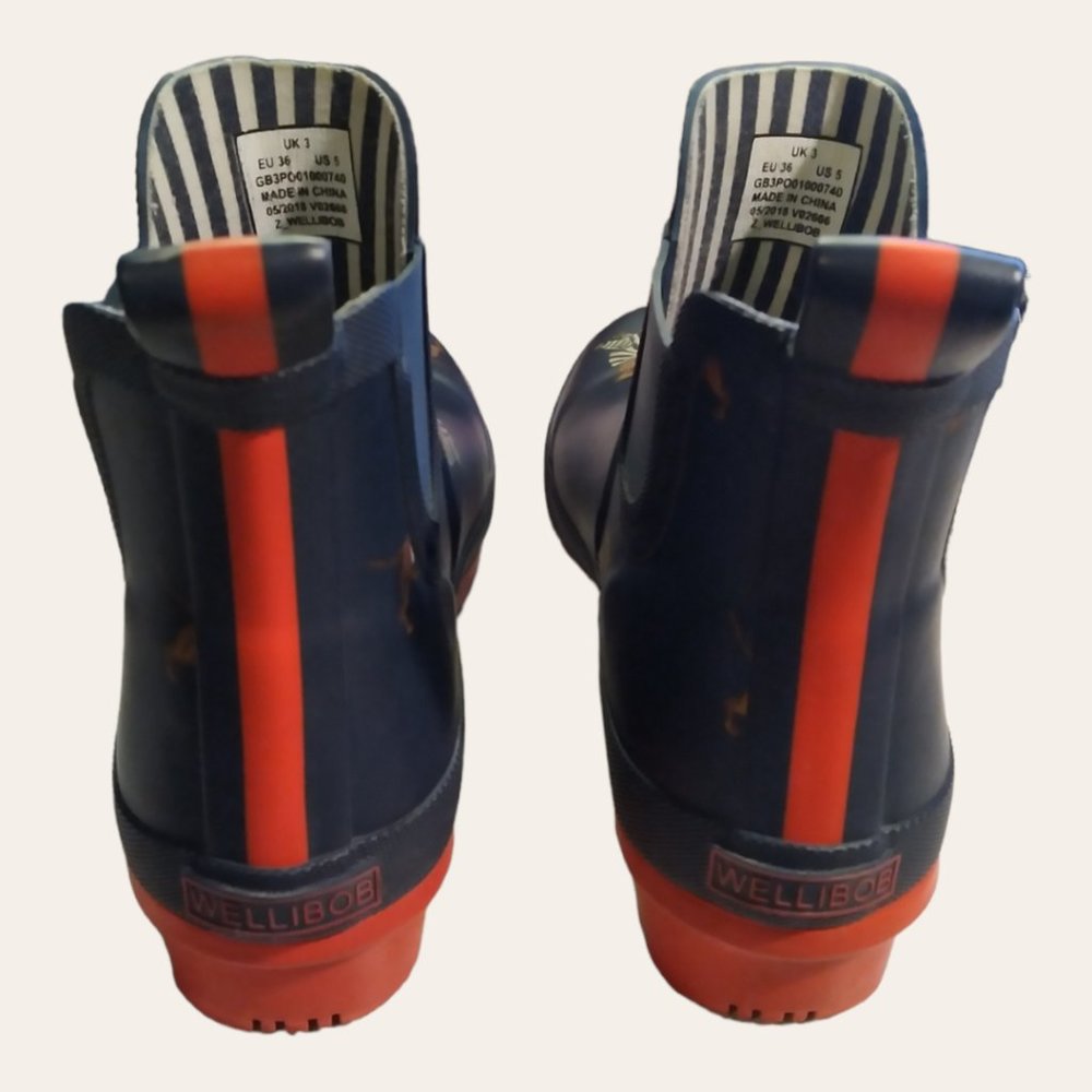 JOULES WELLIBOB Dachshund Dog Rain Boots Womans size 5 - Picture 4 of 11